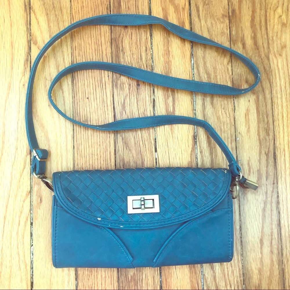 Aqua Leather Clutch/Purse